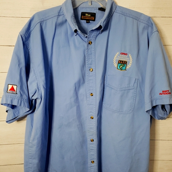 Blue Generation Short Sleeve Button-Up Mens Shirt Sz XXL 100% Cotton Embroidered - Picture 1 of 8